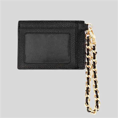 Small Pebbled Leather Chain Card Case 